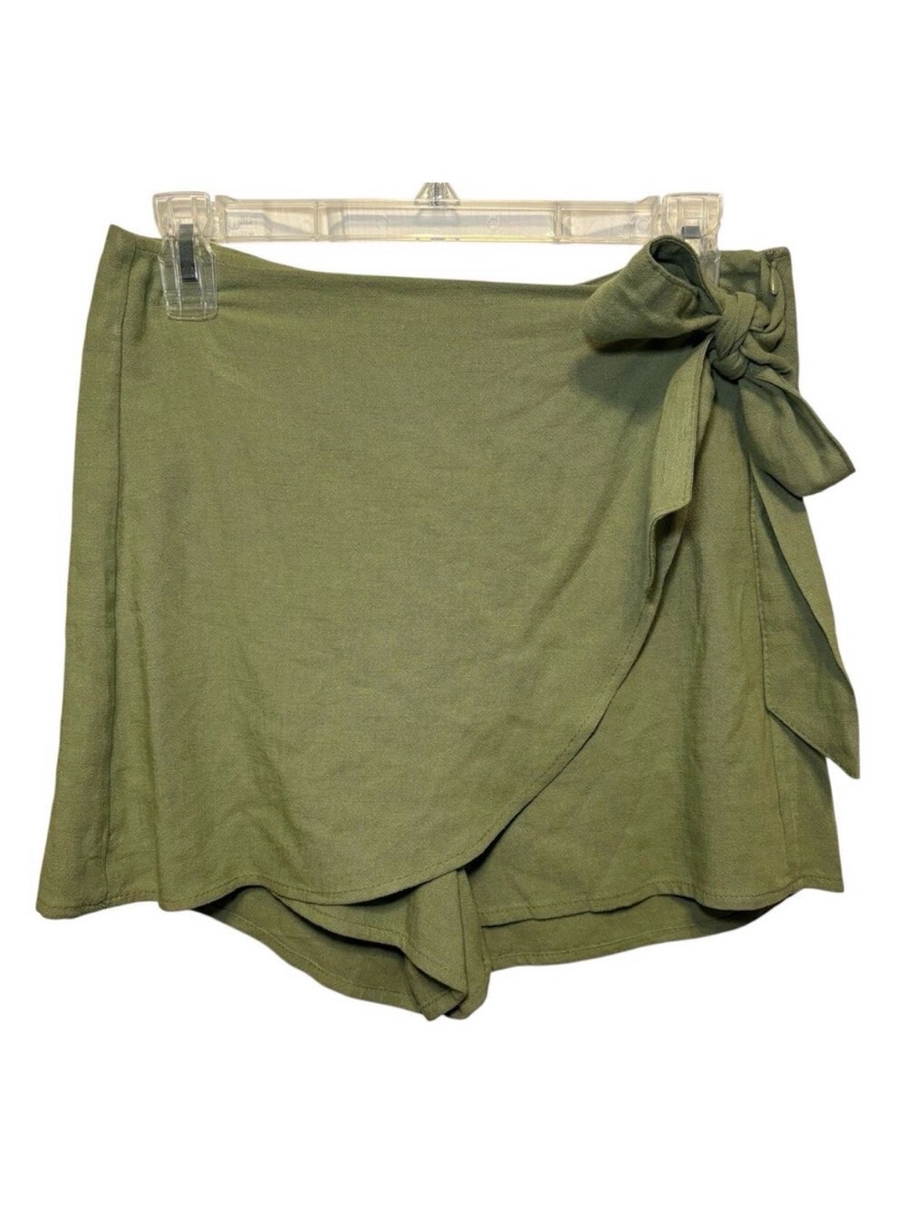 Love Tree Wrap Skort Womens Small Green Linen Blend Coastal Boho Festival Beach